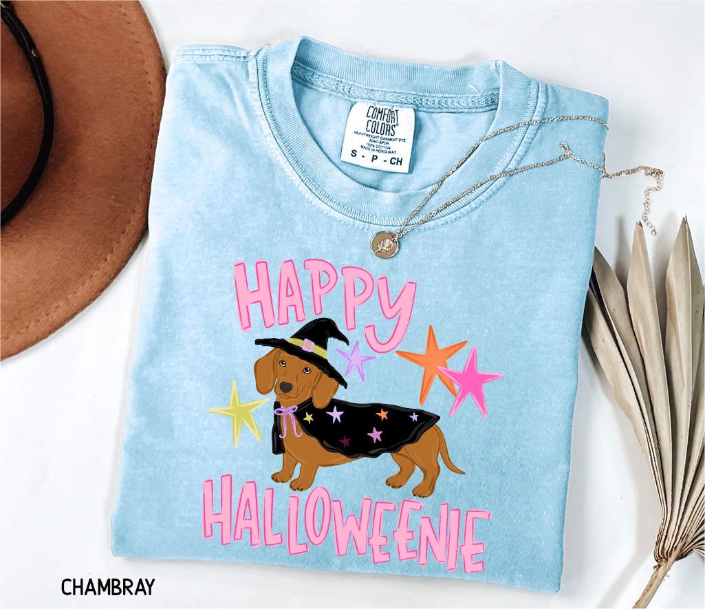 Happy Halloweenie Dachshund Adult Comfort Colors T-Shirt