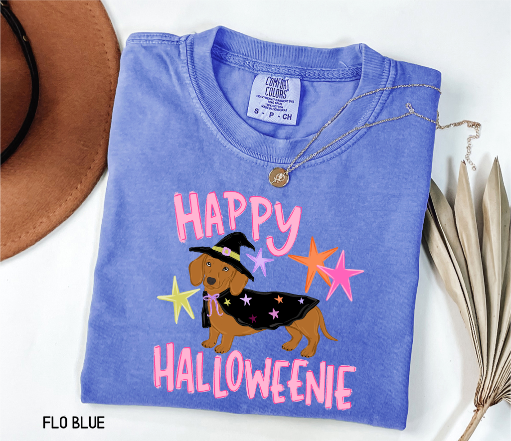 Happy Halloweenie Dachshund Adult Comfort Colors T-Shirt