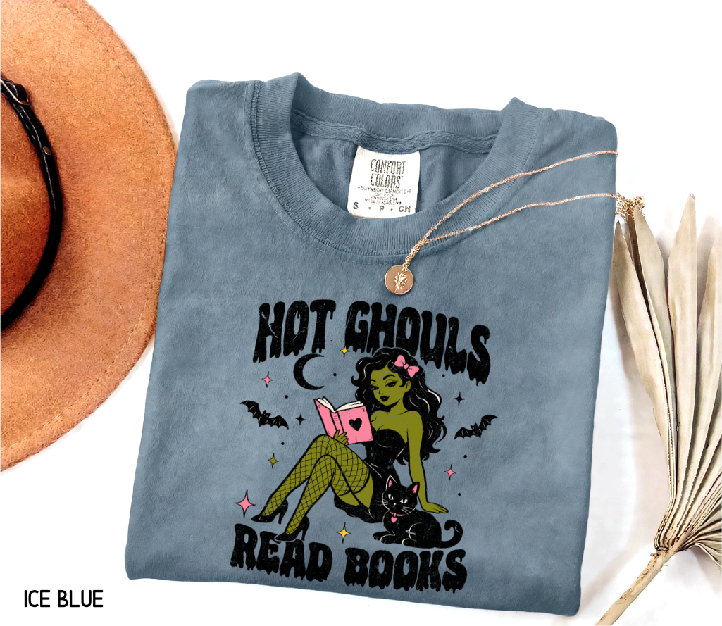 Hot Ghouls Read Books Adult Comfort Colors T-Shirt