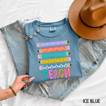 Teacher Pencil Adult Comfort Colors T-Shirt