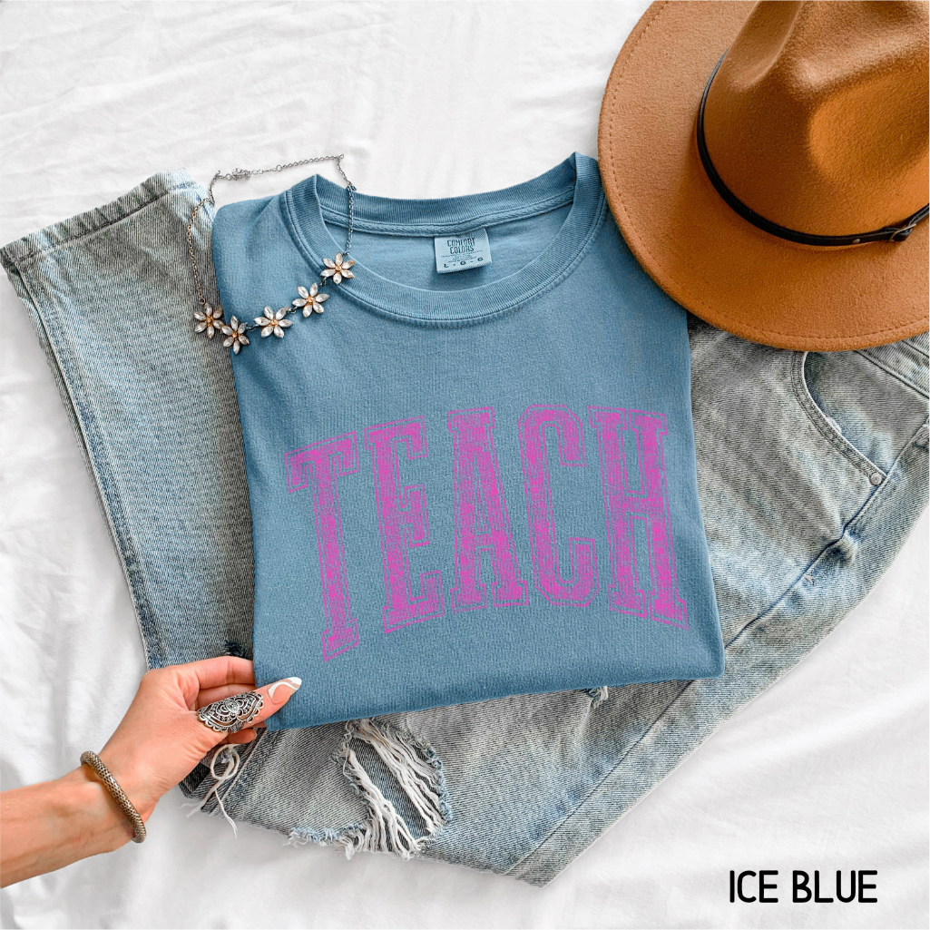Pink Teach Adult Comfort Colors T-Shirt