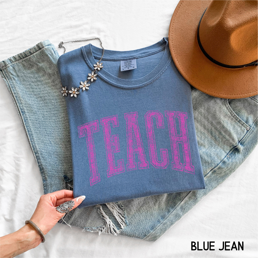 Pink Teach Adult Comfort Colors T-Shirt