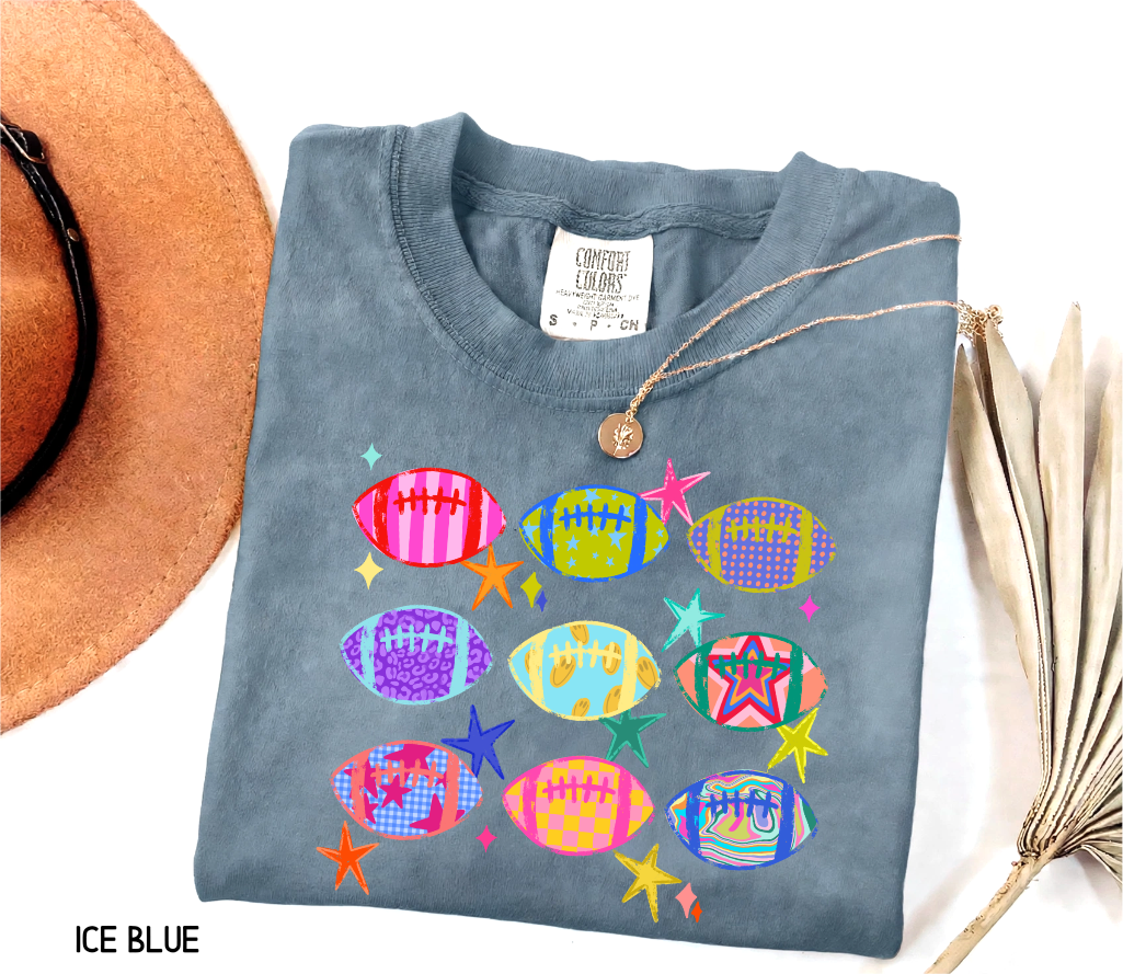 Colorful Football Adult Comfort Colors T-Shirt