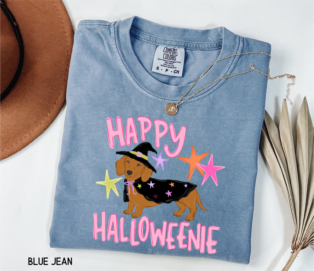 Happy Halloweenie Dachshund Adult Comfort Colors T-Shirt