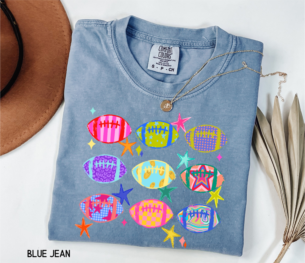 Colorful Football Adult Comfort Colors T-Shirt
