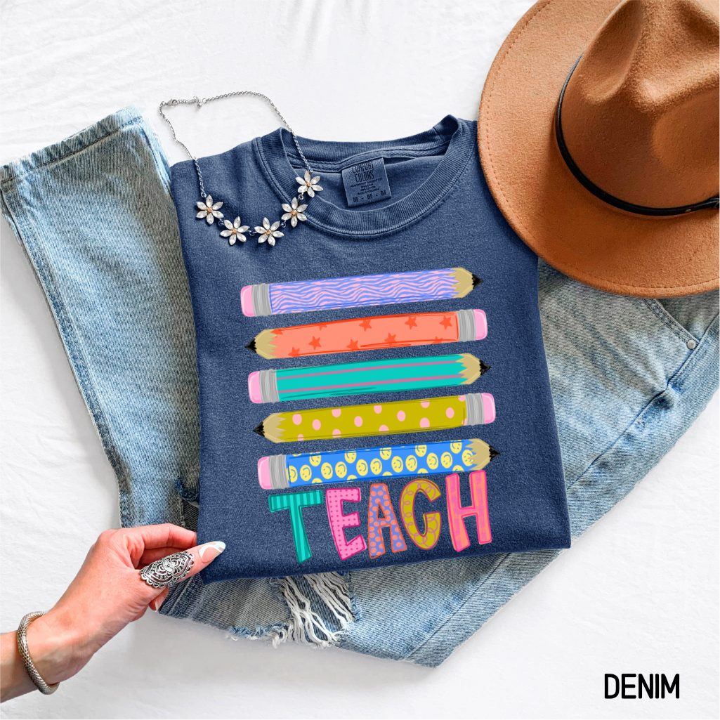 Teacher Pencil Adult Comfort Colors T-Shirt