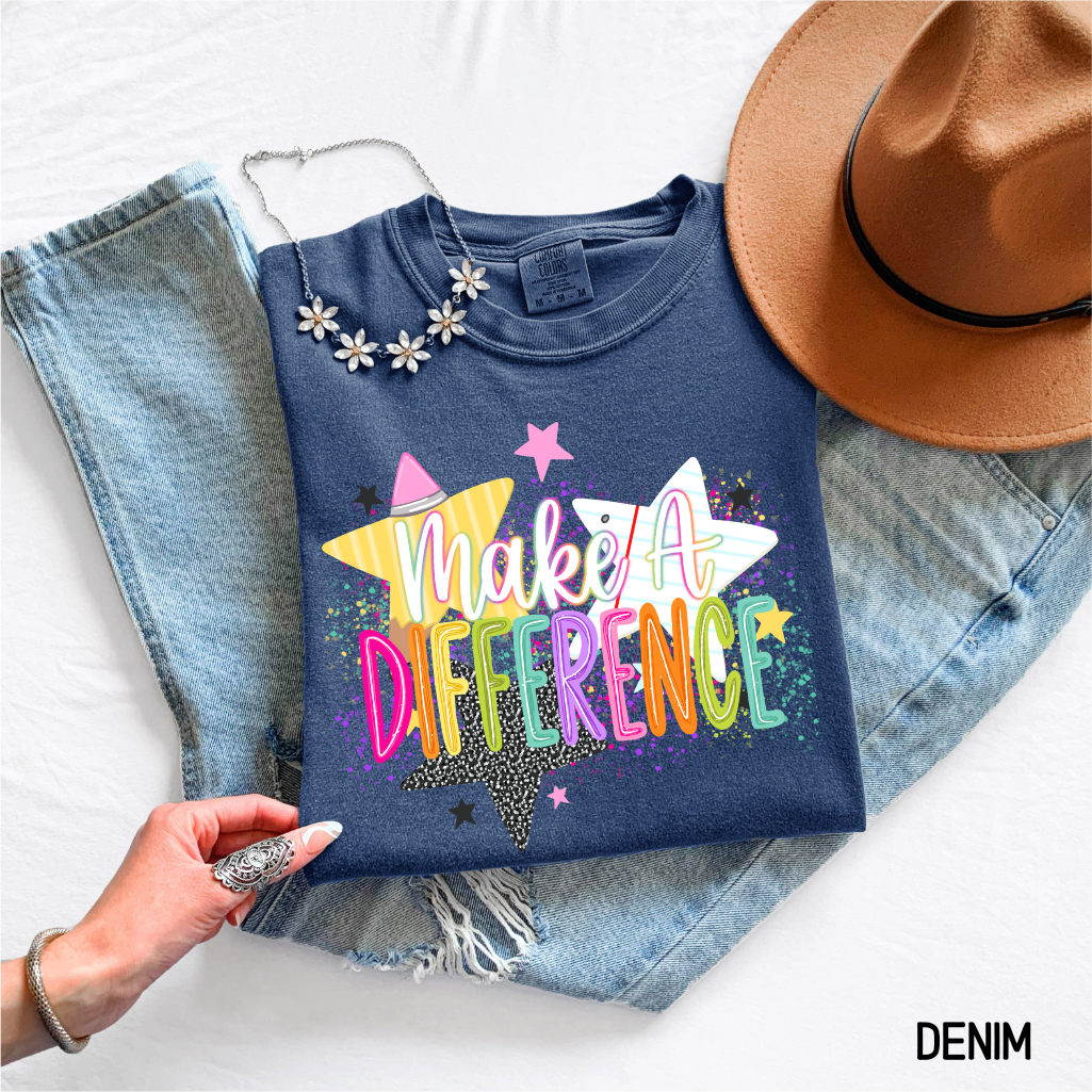 Make A Difference Teacher Adult Comfort Colors T-Shirt