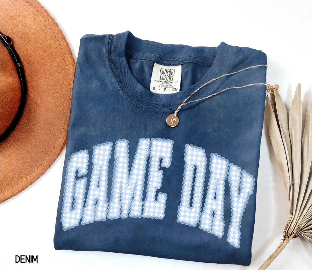 Gingham Game Day Adult Comfort Colors T-Shirt