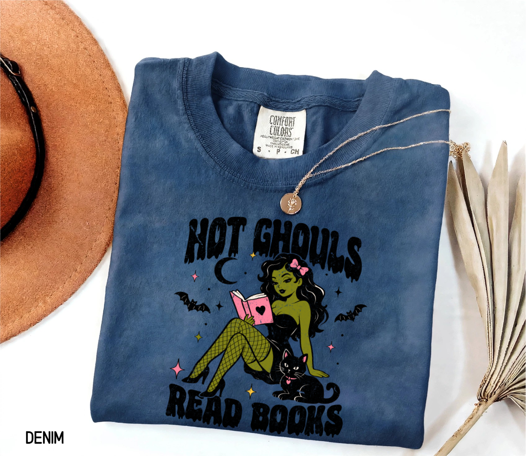 Hot Ghouls Read Books Adult Comfort Colors T-Shirt