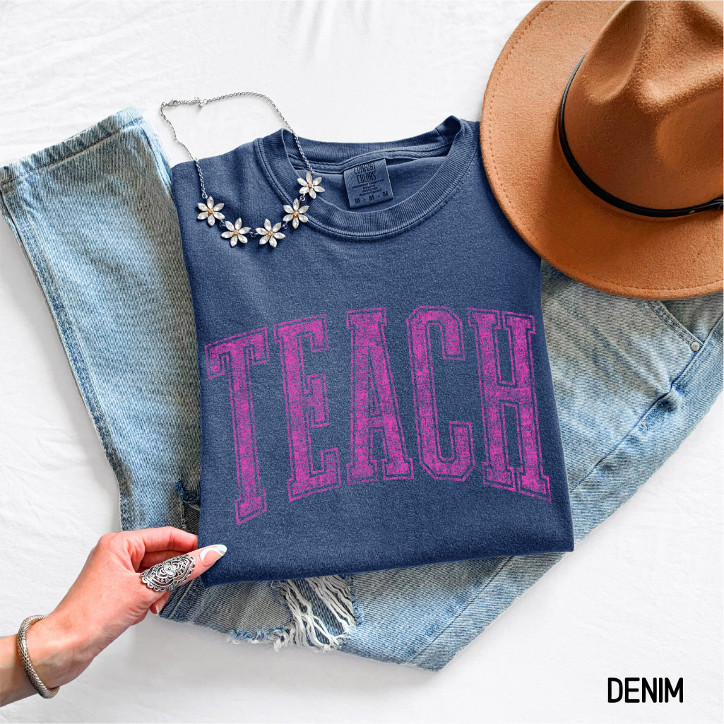 Pink Teach Adult Comfort Colors T-Shirt