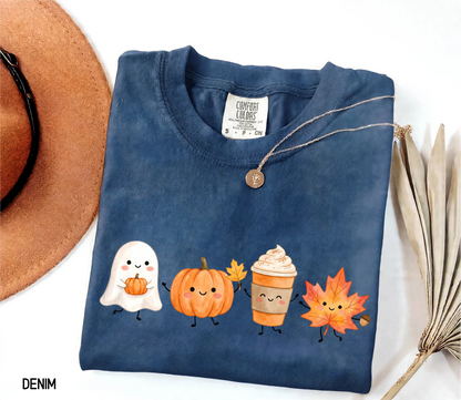 Cute Fall Ghost Adult Comfort Colors T-Shirt