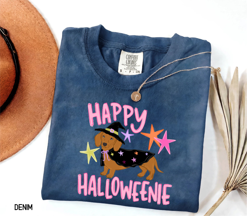 Happy Halloweenie Dachshund Adult Comfort Colors T-Shirt