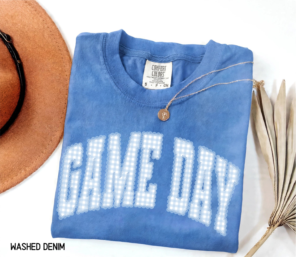 Gingham Game Day Adult Comfort Colors T-Shirt