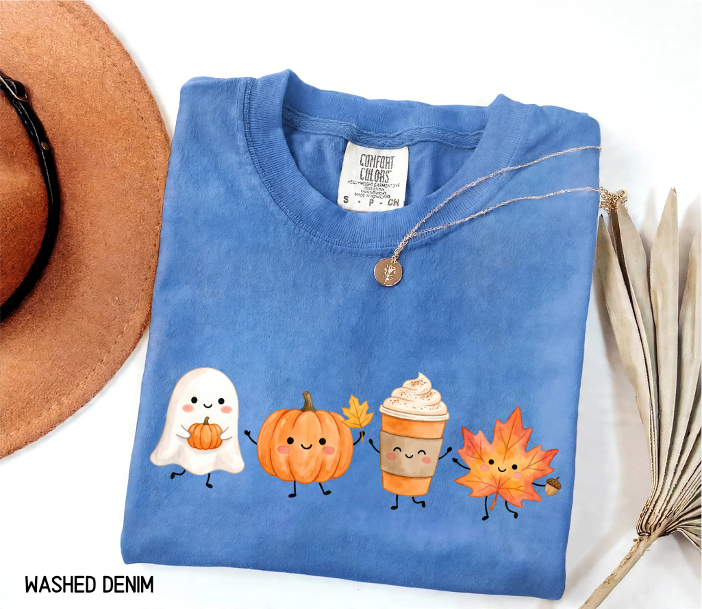 Cute Fall Ghost Adult Comfort Colors T-Shirt