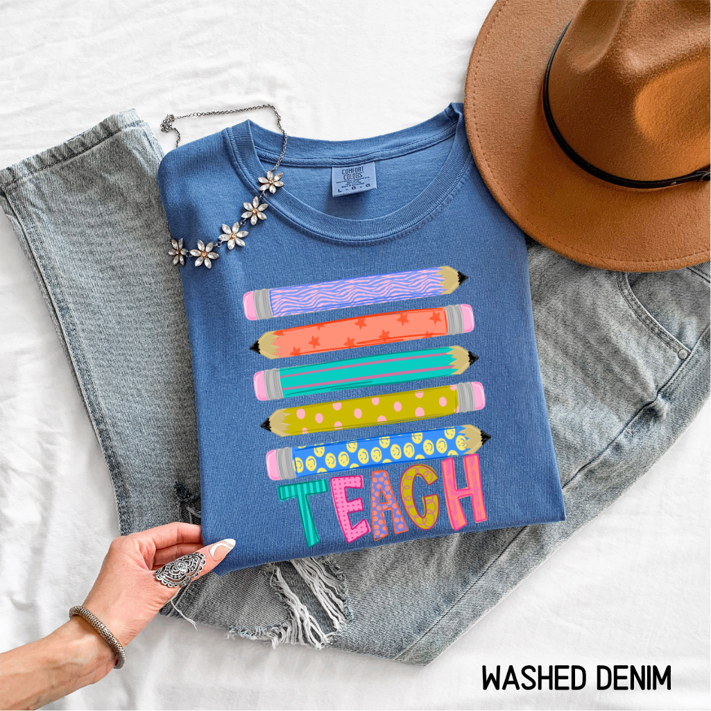 Teacher Pencil Adult Comfort Colors T-Shirt