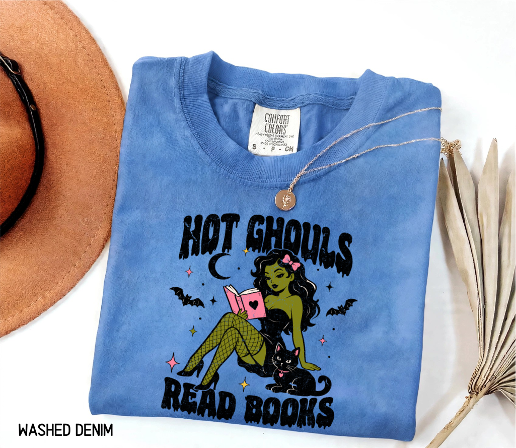 Hot Ghouls Read Books Adult Comfort Colors T-Shirt