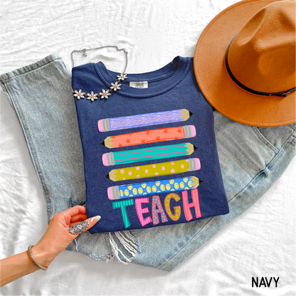 Teacher Pencil Adult Comfort Colors T-Shirt