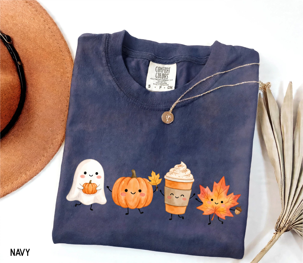 Cute Fall Ghost Adult Comfort Colors T-Shirt