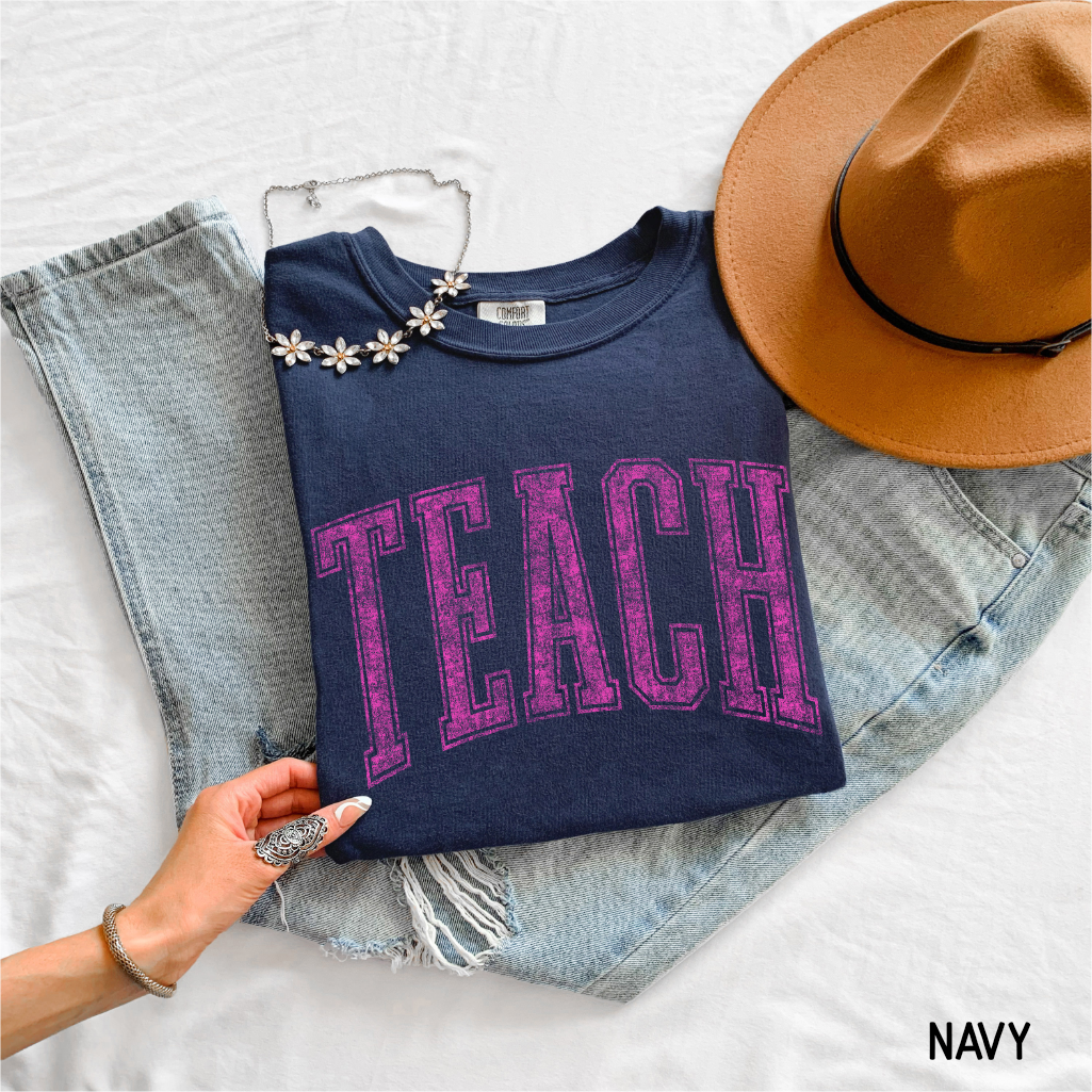 Pink Teach Adult Comfort Colors T-Shirt