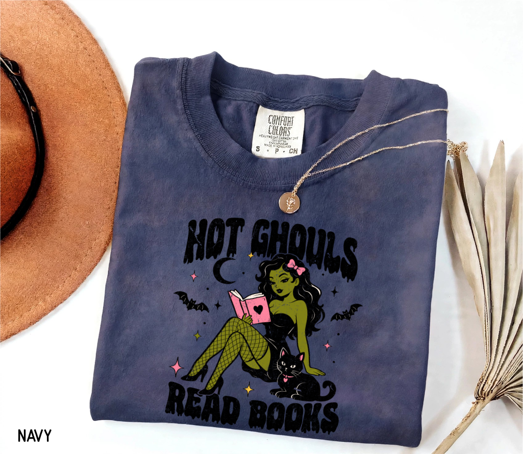 Hot Ghouls Read Books Adult Comfort Colors T-Shirt