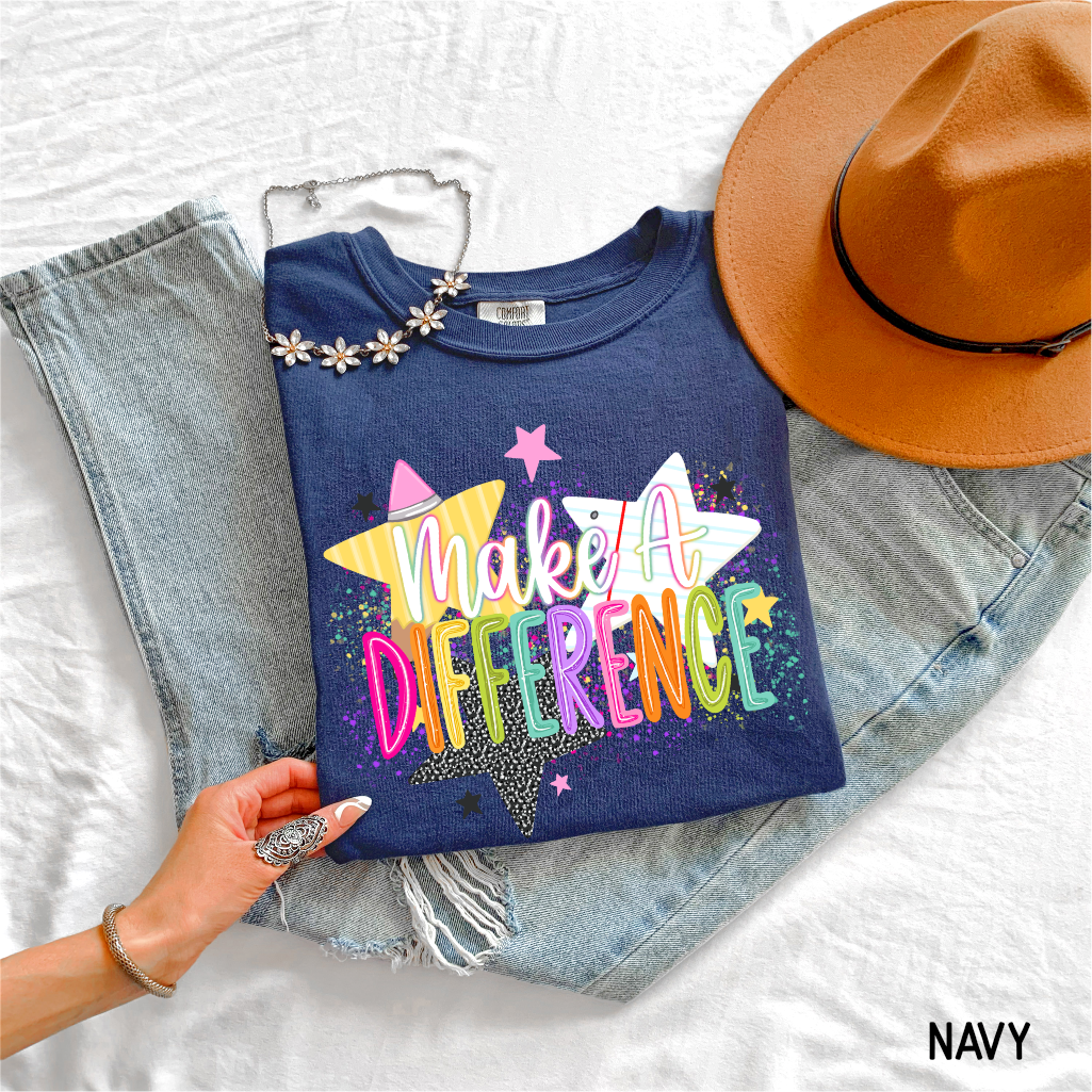 Make A Difference Teacher Adult Comfort Colors T-Shirt