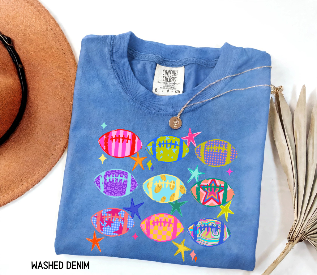 Colorful Football Adult Comfort Colors T-Shirt