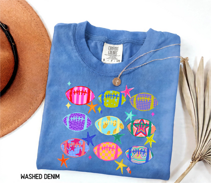 Colorful Football Adult Comfort Colors T-Shirt