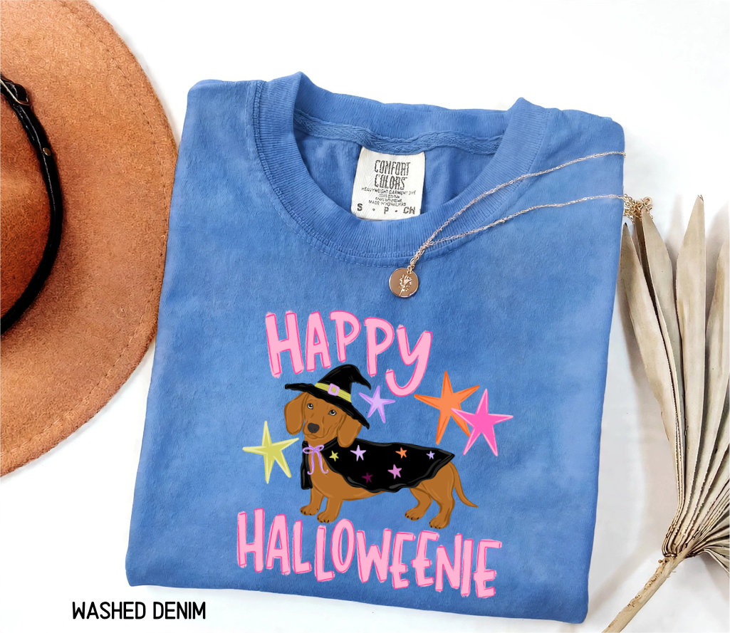 Happy Halloweenie Dachshund Adult Comfort Colors T-Shirt