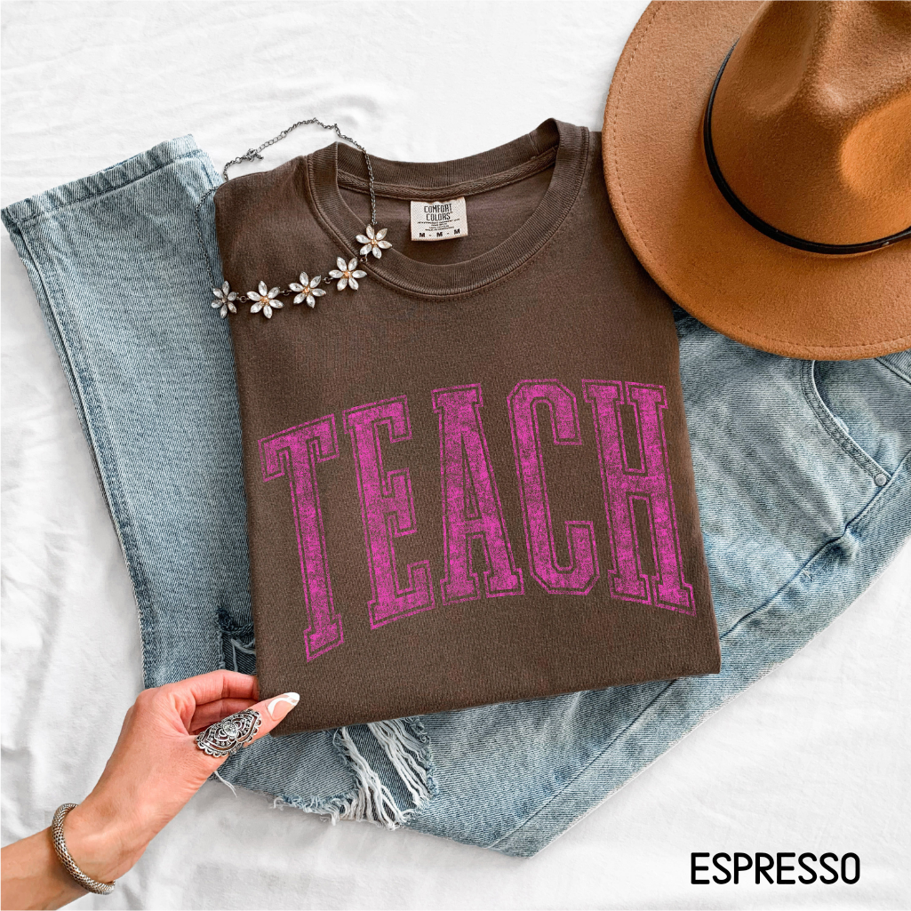 Pink Teach Adult Comfort Colors T-Shirt