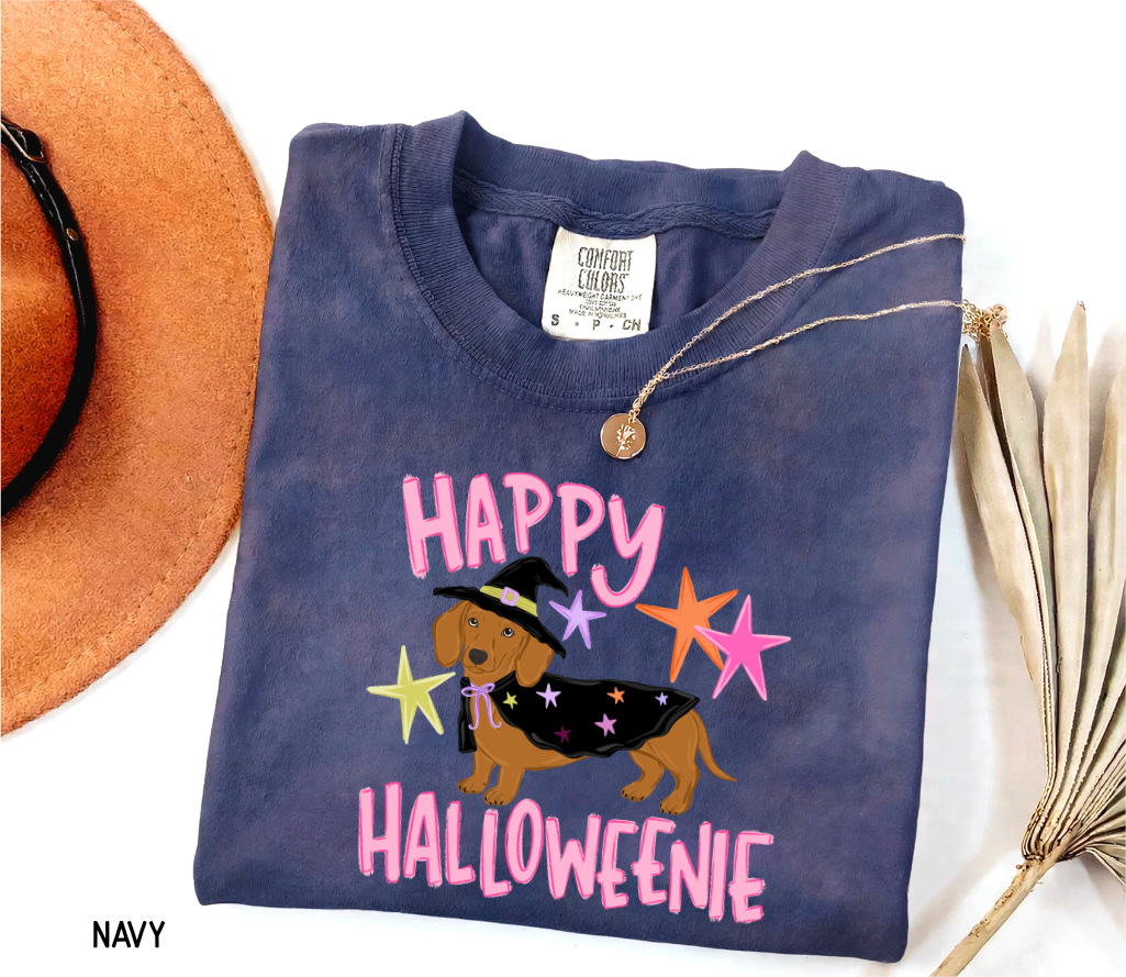 Happy Halloweenie Dachshund Adult Comfort Colors T-Shirt