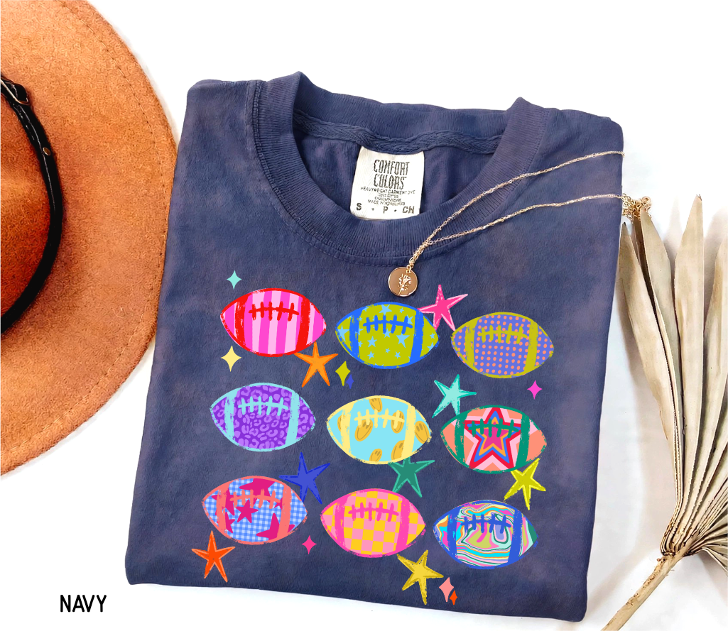Colorful Football Adult Comfort Colors T-Shirt