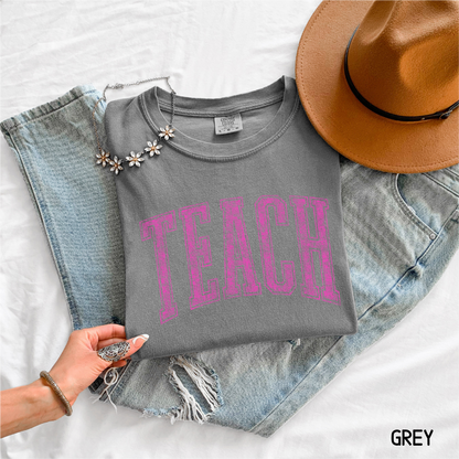 Pink Teach Adult Comfort Colors T-Shirt