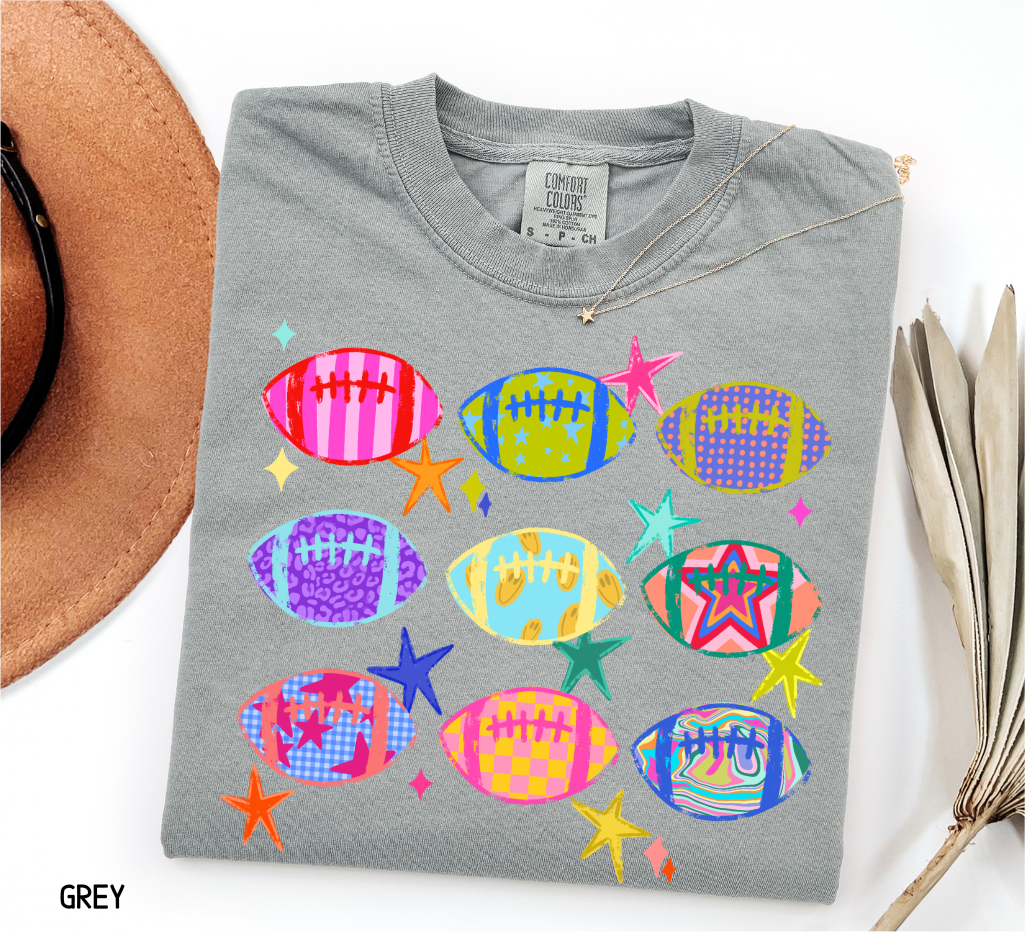 Colorful Football Adult Comfort Colors T-Shirt