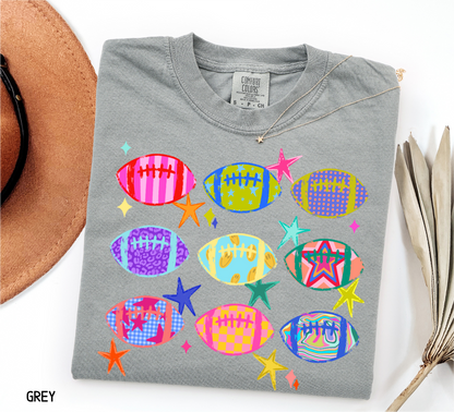 Colorful Football Adult Comfort Colors T-Shirt