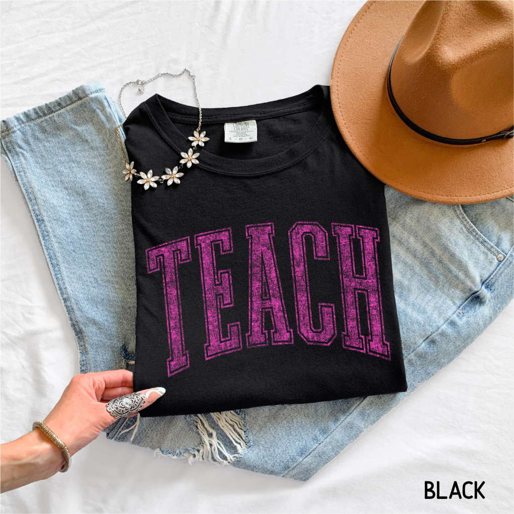 Pink Teach Adult Comfort Colors T-Shirt
