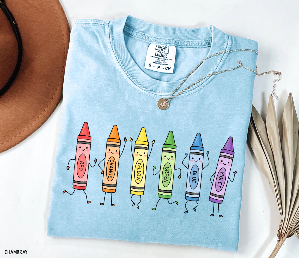 Crayon Teacher Adult Comfort Colors T-Shirt