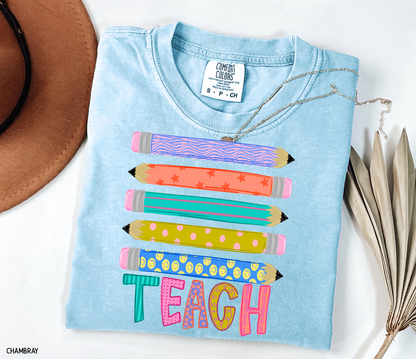 Teacher Pencil Adult Comfort Colors T-Shirt