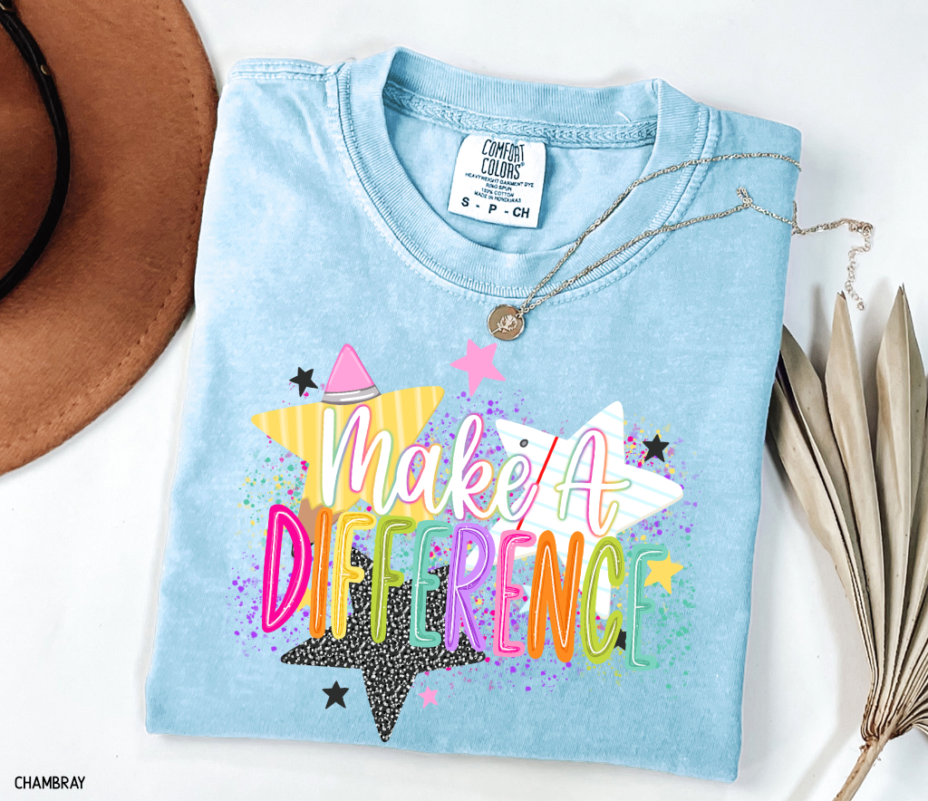 Make A Difference Teacher Adult Comfort Colors T-Shirt