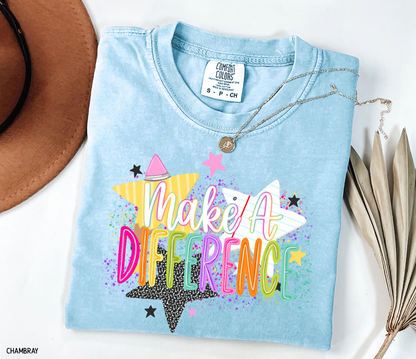 Make A Difference Teacher Adult Comfort Colors T-Shirt