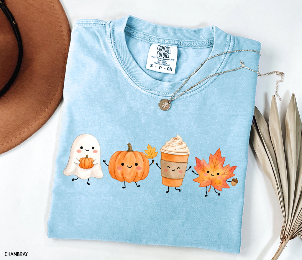Cute Fall Ghost Adult Comfort Colors T-Shirt
