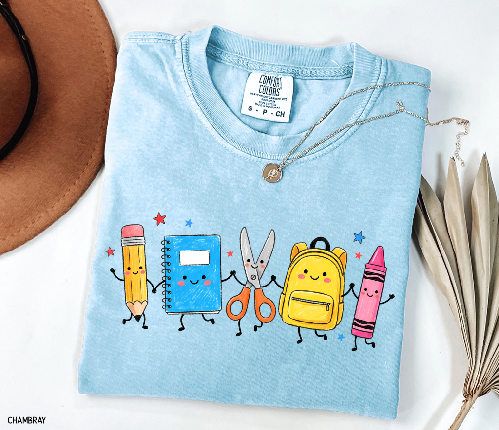 Cute Teacher Supplies Adult Comfort Colors T-Shirt