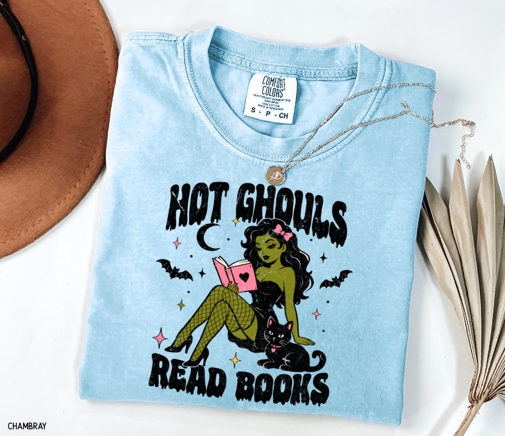 Hot Ghouls Read Books Adult Comfort Colors T-Shirt