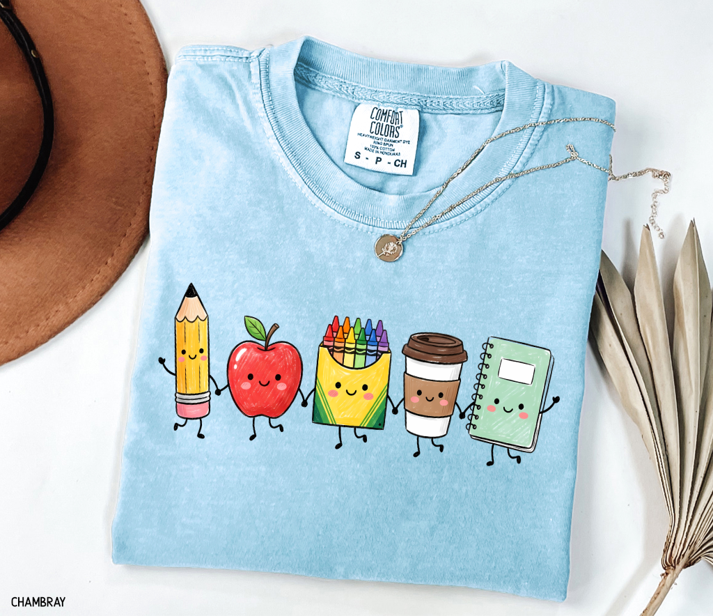 Cute School Icons Adult Comfort Colors T-Shirt