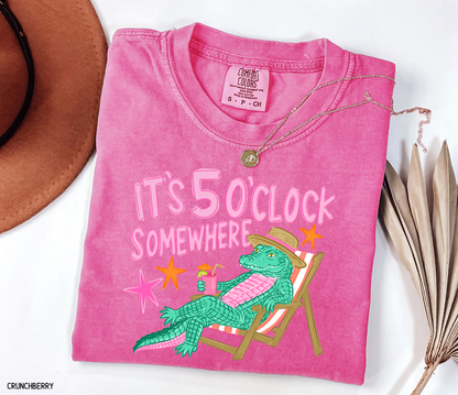 It's 5 O'Clock Somewhere Adult Comfort Colors T-Shirt