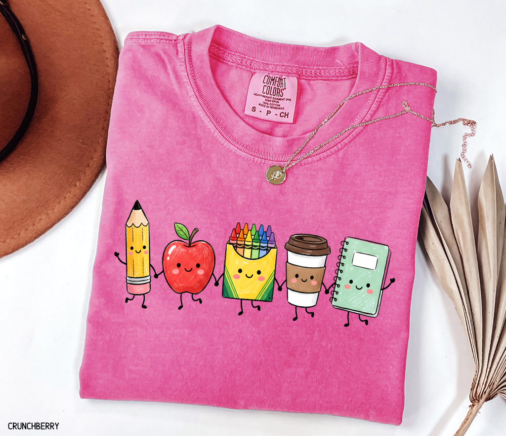 Cute School Icons Adult Comfort Colors T-Shirt