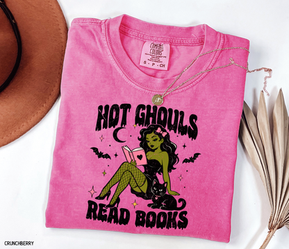 Hot Ghouls Read Books Adult Comfort Colors T-Shirt