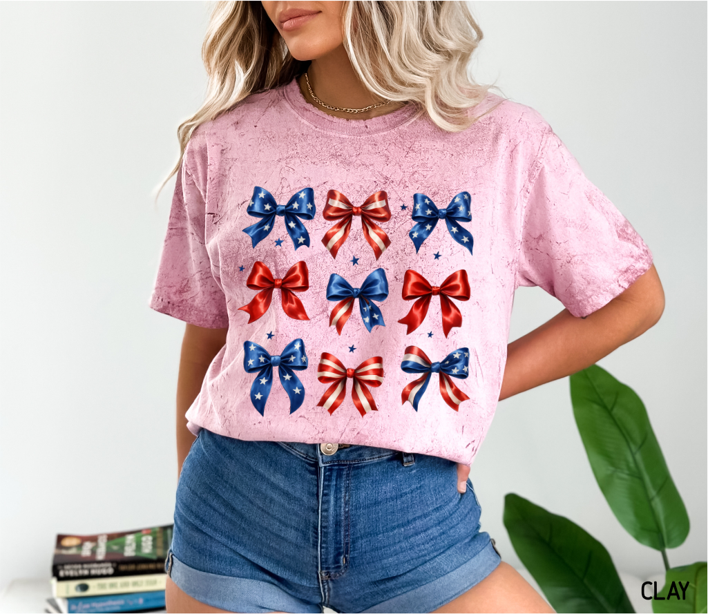 Patriotic Bow Adult Comfort Colors T-Shirt