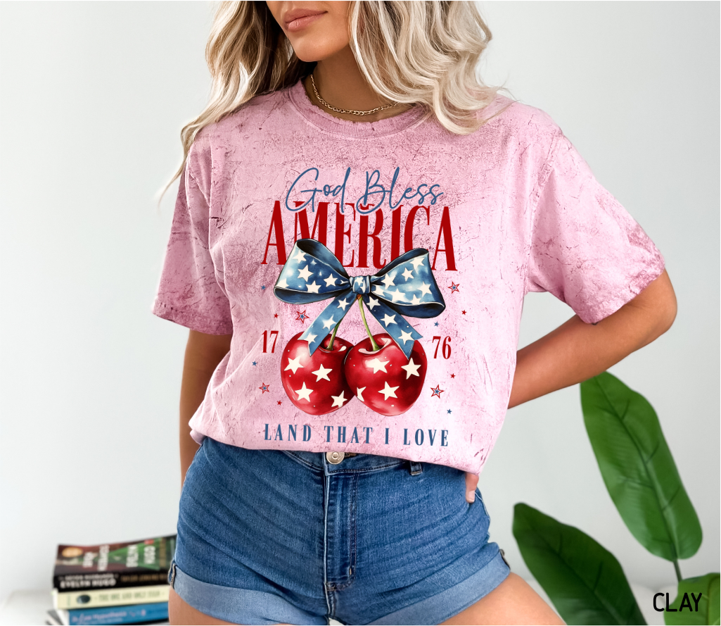 God Bless America Cherry Comfort Colors T-Shirt