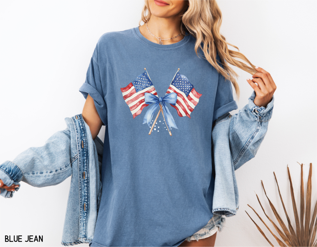 Coquette American Flags Comfort Colors T-Shirt