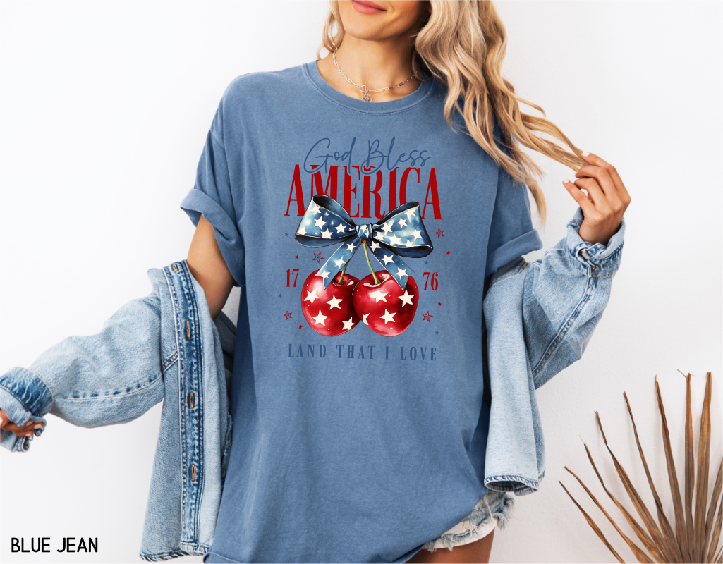 God Bless America Cherry Comfort Colors T-Shirt